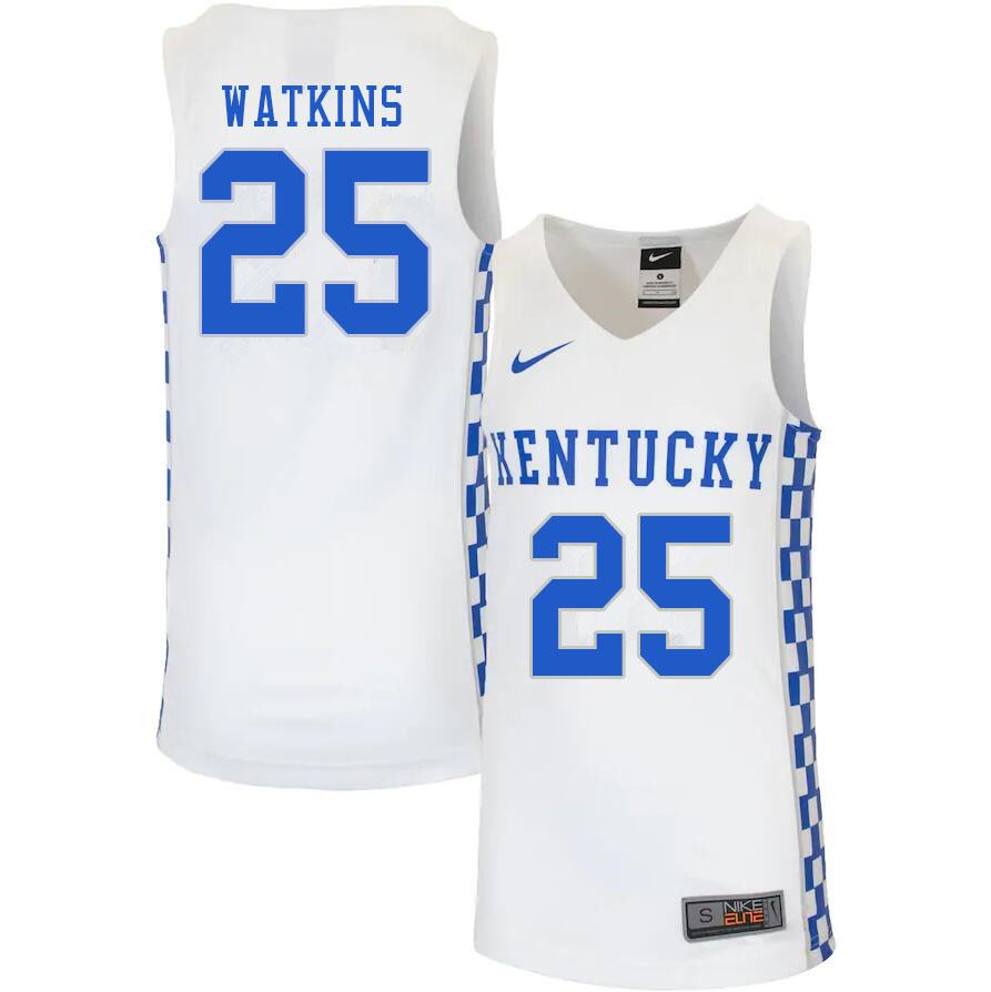 Men #25 Kareem Watkins Kentucky Wildcats College Basketball Jerseys Sale-White
